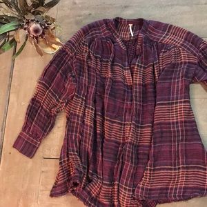 Free People VNeck Oversized Flannel